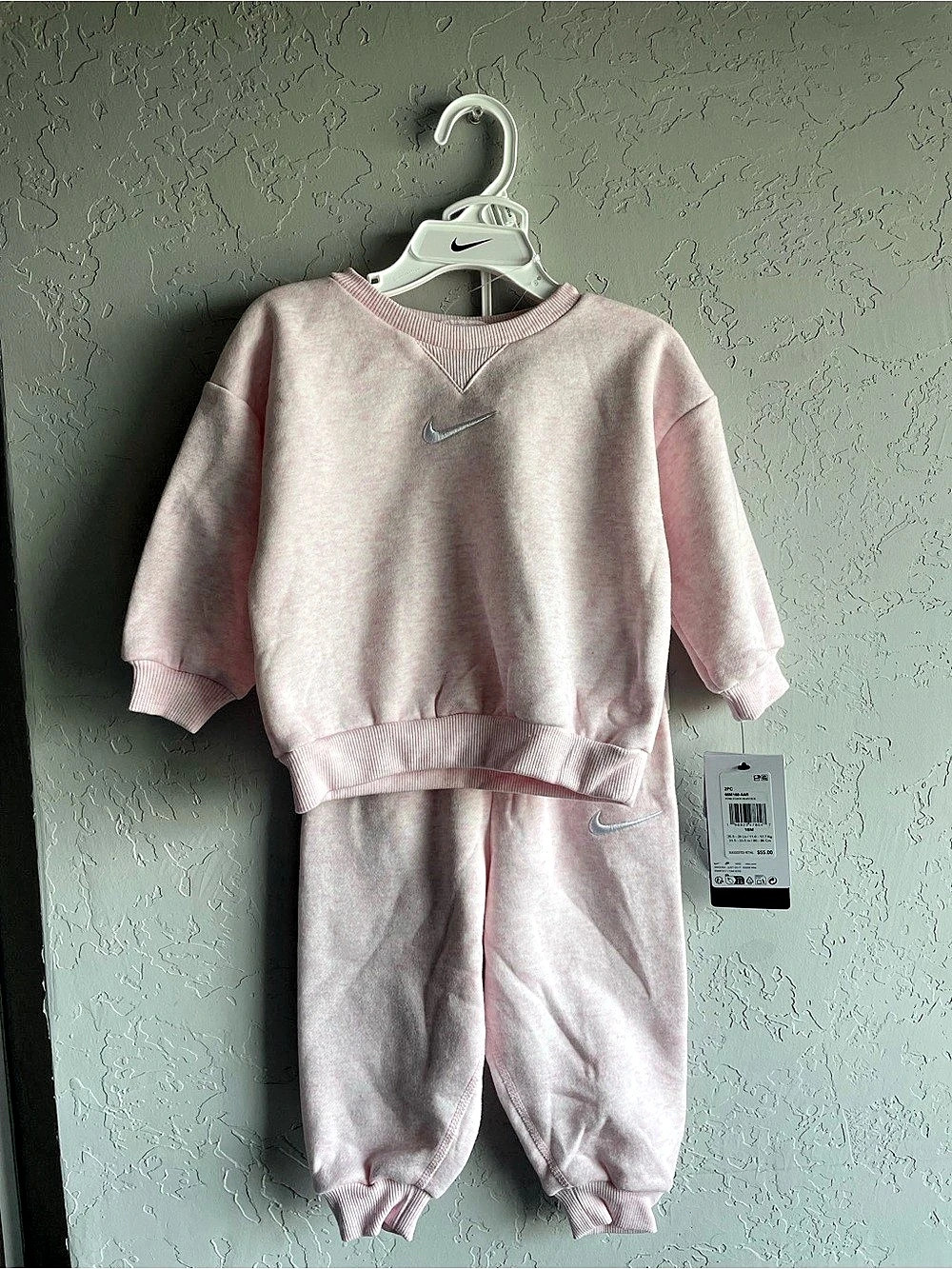 Nike Baby Essentials Fleece Crewneck Sweatshirt and Joggers Set Pink Baby 18M
